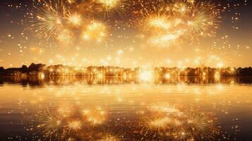 calm gold fireworks background photo