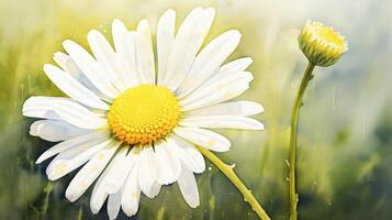 yellow water color daisy photo