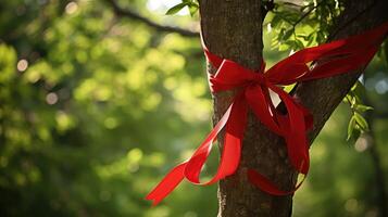 tree red ribon photo
