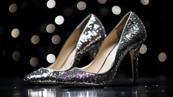 glitter sparkles black background photo