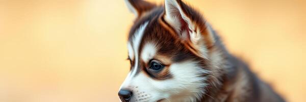 Puppy playing and exploring in a warm, soft environment during a sunny afternoon photo