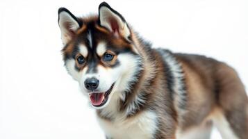 Portrait of a playful and friendly dog in a bright indoor setting showcasing its fluffy fur and joyful expression photo