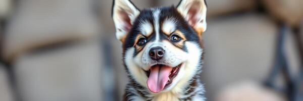 Happy puppy enjoying a sunny day at the park with playful demeanor and bright expression photo