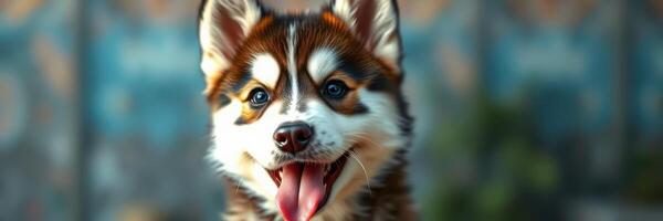 Happy puppy enjoying sunny outdoors with vibrant colors and playful expression in a lively environment photo