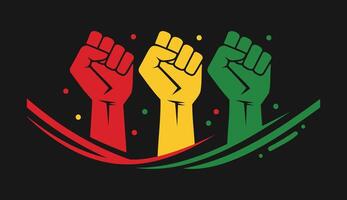 Black History Month Banner Template Featuring Fist Raised Power Symbol vector