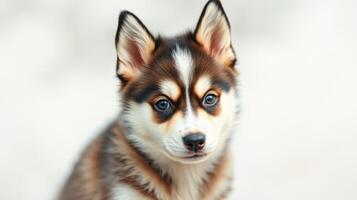 Playful puppy with striking fur patterns in a bright, outdoor setting during a sunny day photo