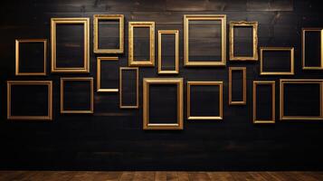 composition empty gold frame photo