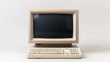 retro computer monitor isolated on white photo