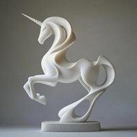 Abstract unicorn sculpture with intricate curves and smooth finish photo