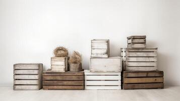 crates wood white background photo