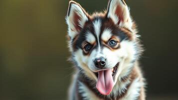 Playful puppy enjoying the outdoors with a happy expression in the afternoon sun photo