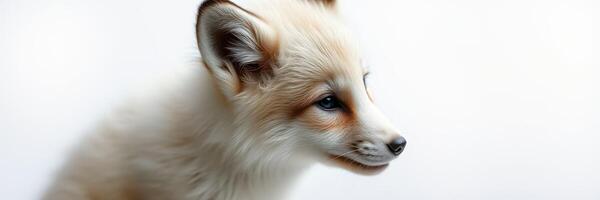 Curious young fox gazes softly with its head turned in a captivating and serene environment photo