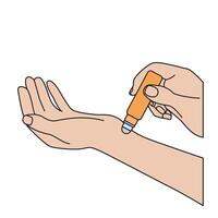 Hand applying Roll Perfume illustration vector