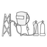 Welder works at a factory vector