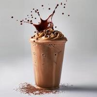 Delicious chocolate drink with whipped cream topping. photo