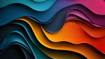 Colorful layered wavy shapes creating abstract background photo