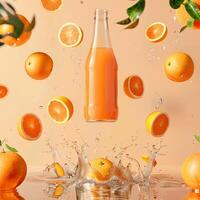 Refreshing orange juice with vibrant fruit splash photo
