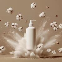 Cotton-themed product presentation with dynamic elements. photo