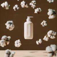 Cotton and bottle design in a modern setting photo