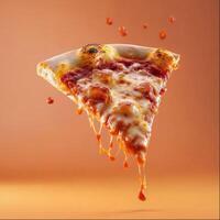 Cheesy Pizza Slice with Dripping Sauce photo