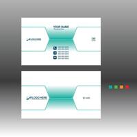 A business card with a green and blue design vector