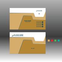 Business card template with a gold and blue color scheme vector