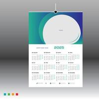 2025 wall calendar layout for 12 month vector