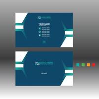 A business card with a blue and green design vector