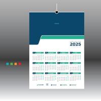 2025 wall calendar for 12 month use vector