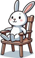 cartoon rabbit sitting on a chair vector