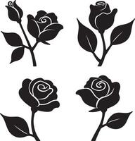 Stylized Rose Silhouettes Bundle vector