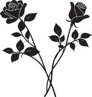 Black Rose Silhouettes Graphics Set vector