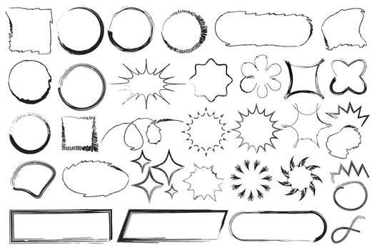 un conjunto de diferente mano dibujado formas y marcos vector