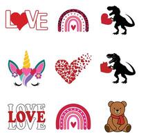 Happy Valentine Clipart Design for Sublimation Crafts and Decor Bundle vector