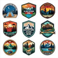 Beautiful Summer Camp Patch Badge Illustration Featuring Forest and Campsite vector