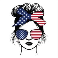 American Pride Beard and Mustache with Flag Design vector