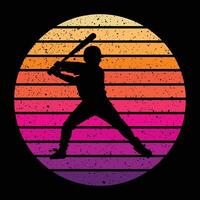 Baseball Silhouette with Retro Sunset vector