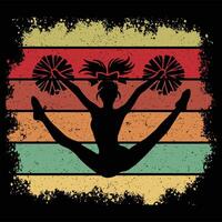 Cheerleader Silhouette at Sunset in Retro Design vector