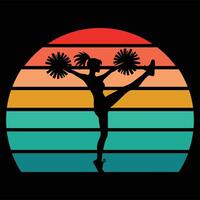 Retro Sunset Cheerleading Scene in Art vector
