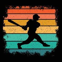 Retro Baseball Silhouette with Vintage Sunset Theme vector