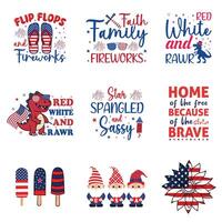 4th of July Typography Design Featuring USA Independence Day Graphic Elements vector