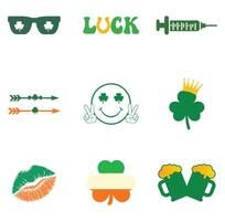 Colection of St. Patricks Day Clip Art with Shamrock and Green Elements vector
