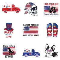 Collection of American 4th of July ClipArt Design Featuring USA Independence Day Graphics vector