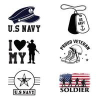 Set of US Navy Military T-shirt Design with Bold Illustration vector
