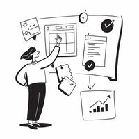 2D minimalize icon as Financial advisor using AI tools for stock market analysis concept as A icon illustration of a financial advisor using AI tools on a computer for stock ma Dynamics vector