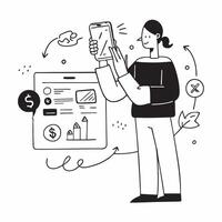 2D minimalize icon as Financial advisor using AI tools for stock market analysis concept as A icon illustration of a financial advisor using AI tools on a computer for stock ma Dynamics Set 6 vector