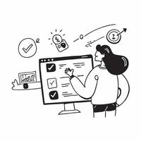 2D minimalize icon as Financial advisor using AI tools for stock market analysis concept as A icon illustration of a financial advisor using AI tools on a computer for stock ma Dynamics Set 5 vector
