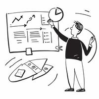 2D minimalize icon as Financial consultant advising clients on investment strategies concept as A icon illustration of a financial consultant in a modern office advising client Dynamics vector