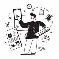 2D minimalize icon as Financial planner using digital tools for budgeting concept as A icon illustration of a financial planner using digital tools on a tablet for budgeting an Dynamics Set 2 vector