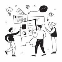 2D minimalize icon as Business team collaborating on a marketing strategy concept as A icon illustration of a business team collaborating on a marketing strategy using digital Dynamics vector
